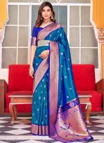 Paithani Silk Aqua Blue Traditional Wear Weaving Saree